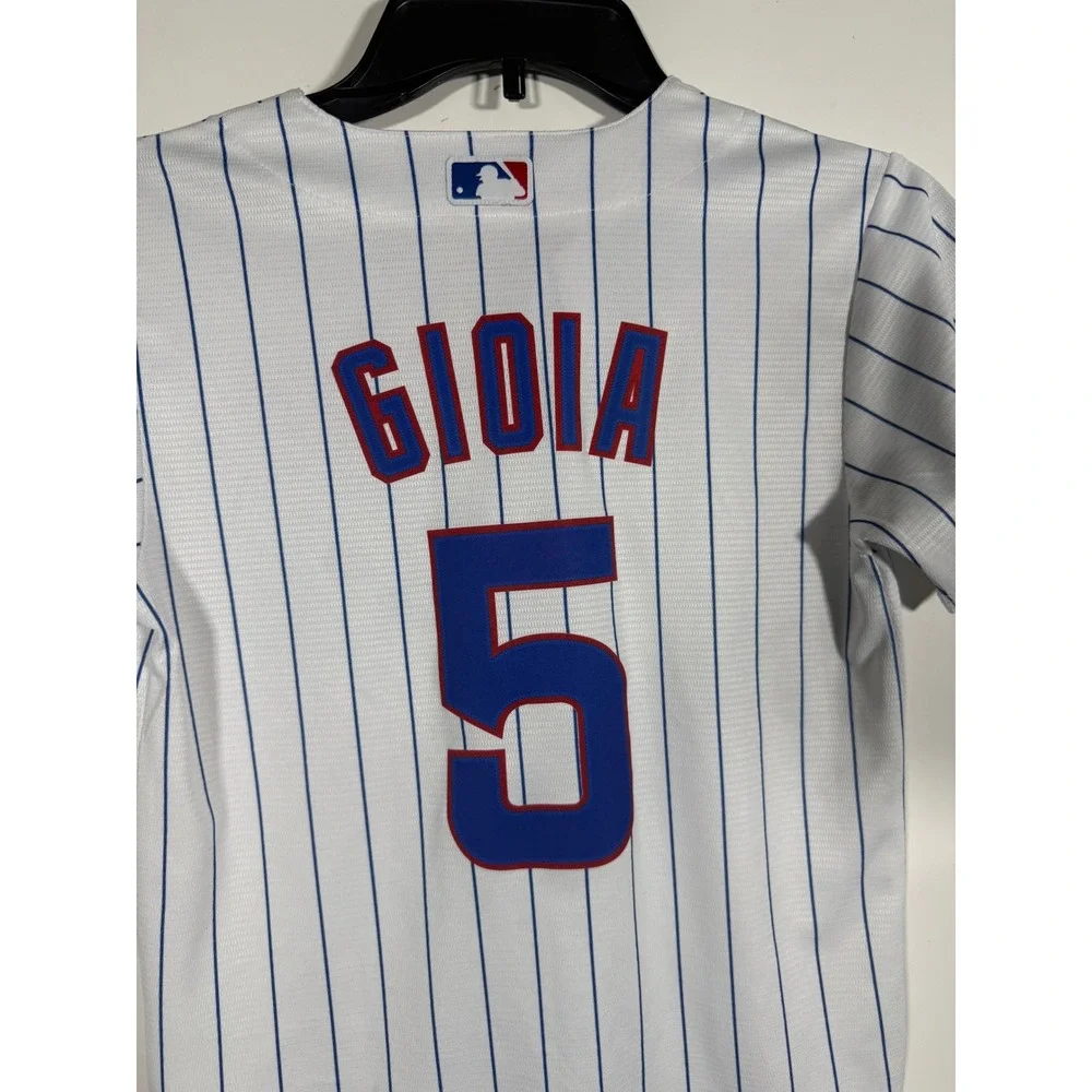 Nike Chicago Cubs Pinstripe Baseball Jersey Kids Small 8 Gioia 5 White Blue
